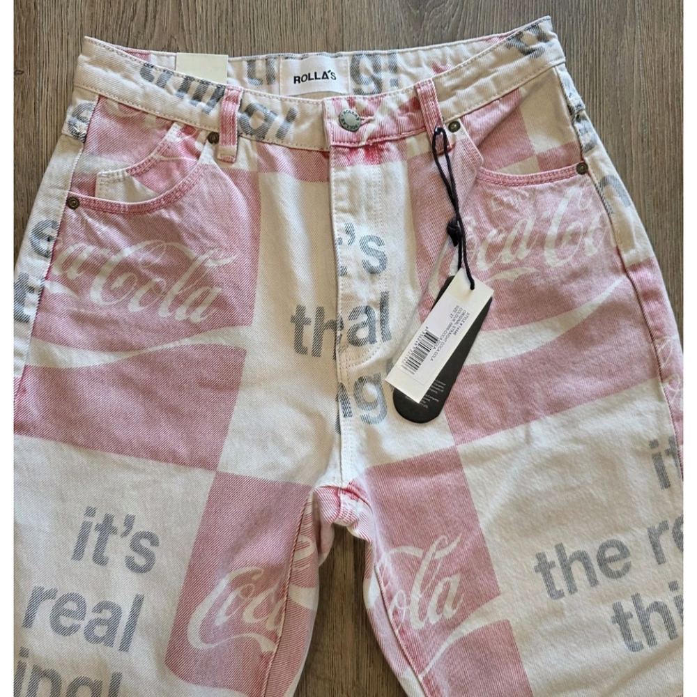 Rollas Coca Cola Jeans High Rise Straight Size 27x29 Collab Limited NWT $160 - Picture 8 of 12
